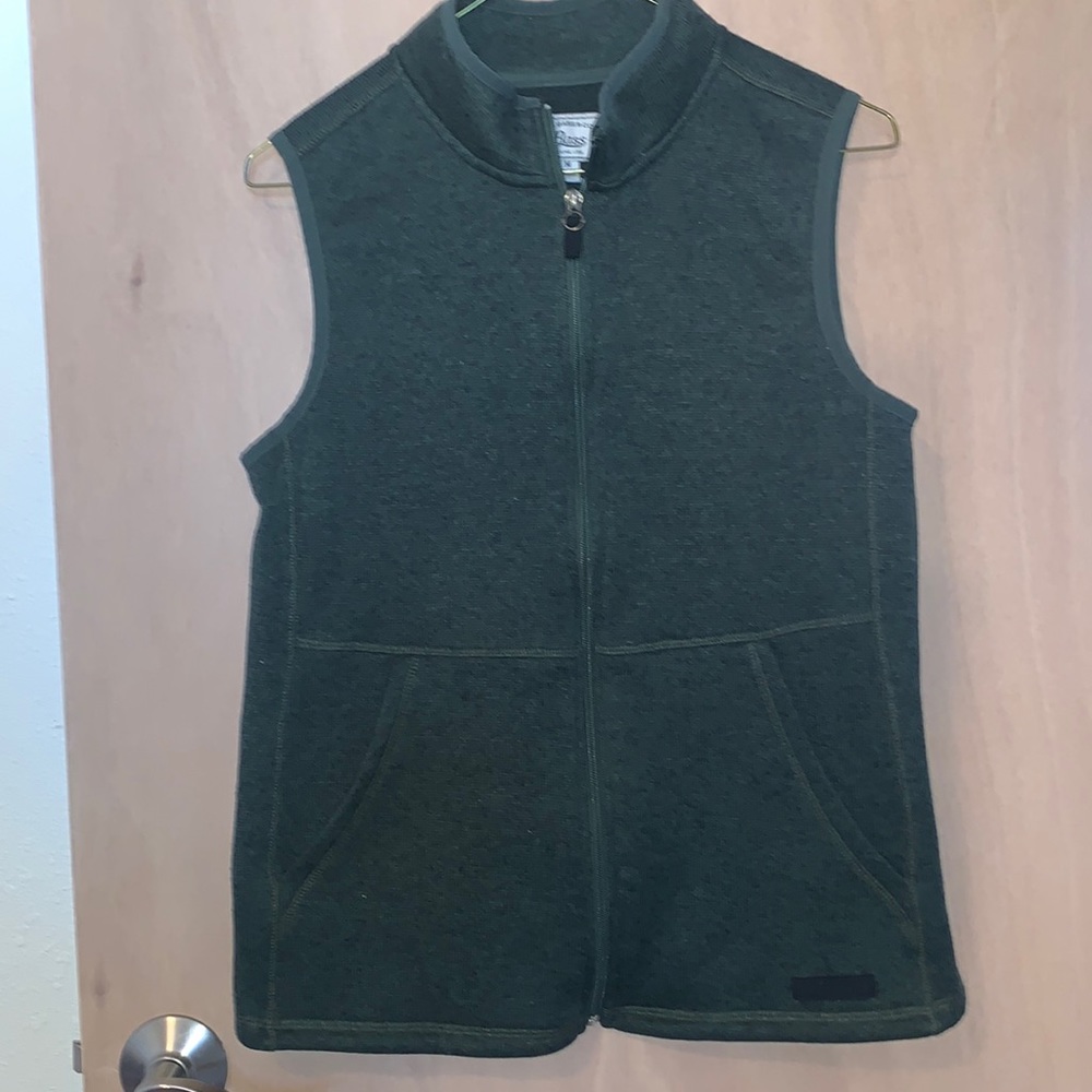 Sweater vest, army green, zipper closure, mens